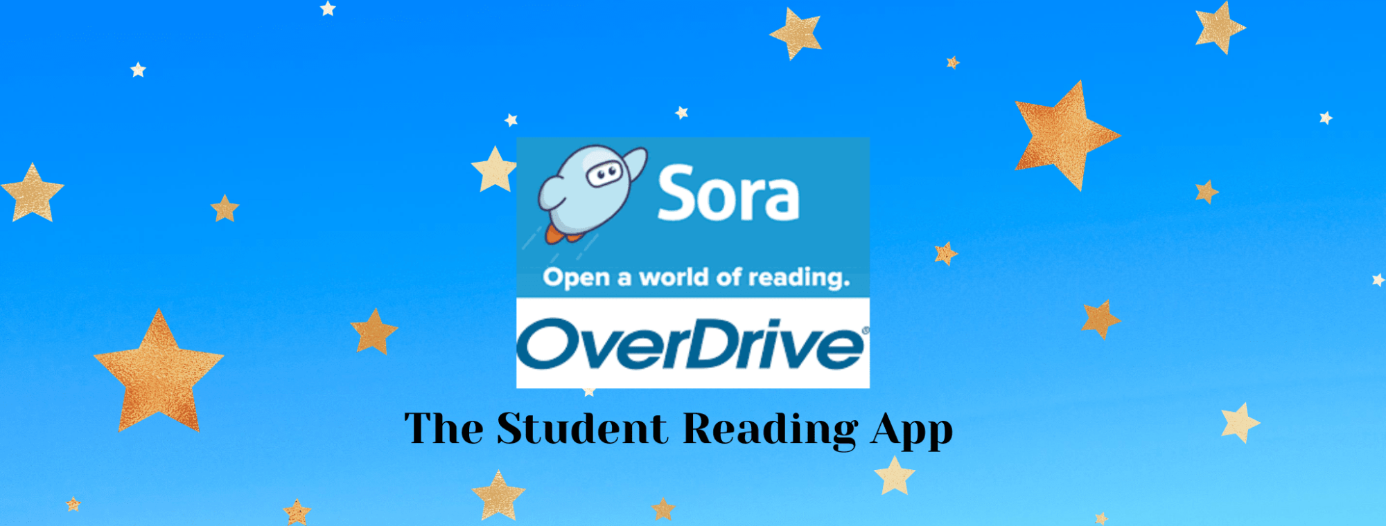 Sora The Student Reading App- chubby blue cartoon person flying in the stars