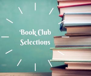 photo of book stack with green background and text "Mendocino Book Club Selections"