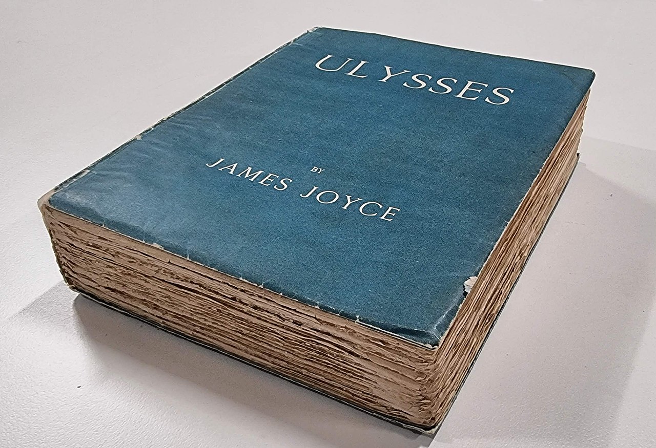 Photograph of a first edition, 1st printing of the book Ulysses by James Joyce, published by Paris-Shakespeare, 1922. No. 302 of a limited edition of 1000 numbered copies, held by the State Library of New South Wales by Geoffrey Barker