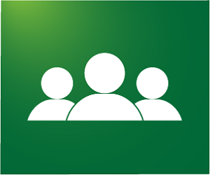 outline of three people with green background