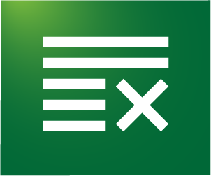 icon of white lines with X and green background