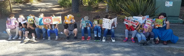 Bookmobile stop & children