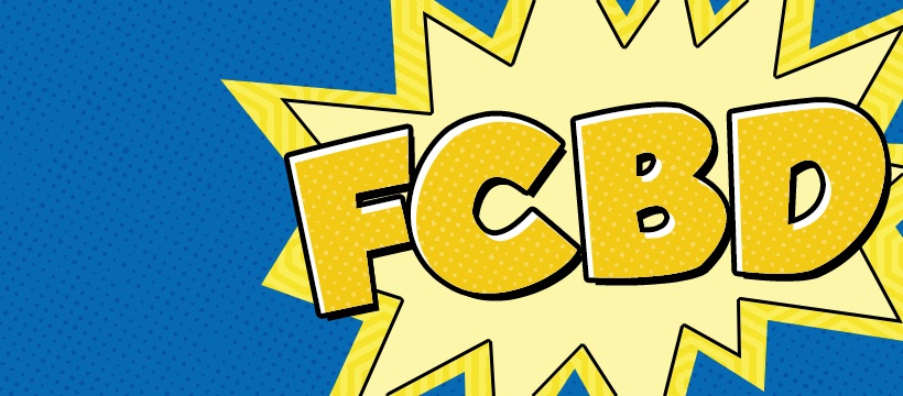 Logo for Free Comic Book Day, the initials F,C,B,D imposed over a cartoon explosion.