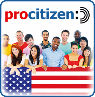 ProCitizen with group of people holding USA flag.