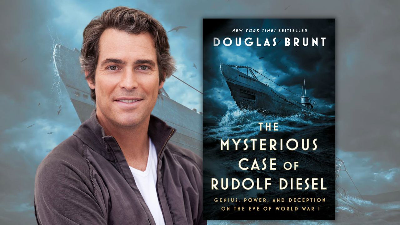 Marketing Image of Douglas Brunt with his book "The Mysterious Case of Rudolf Diesel."